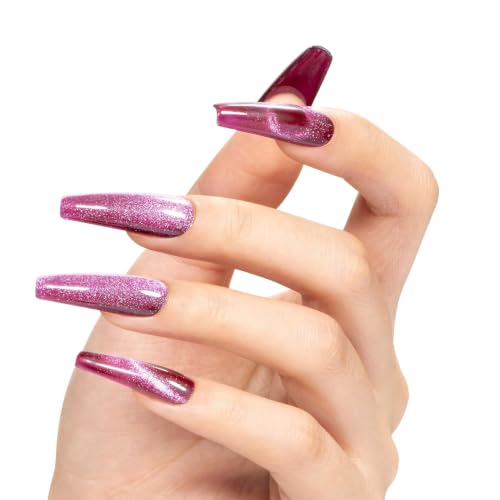 Image of Cat Eye Gel Polish with Dual Magnet 15ML Holographic Glitter Magnetic Soak-Off UV /LED Gel Polish for Salon & DIY Nail Art (VELVET ORCHID)
