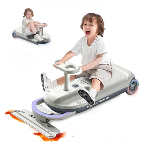 JMOUZHG Limpieza de Karts para niños,Limpiador de Pisos manejable Go Carts,Limpiador de Pisos de trapeador al Aire Libre con Luces frías Mini Kart portátil