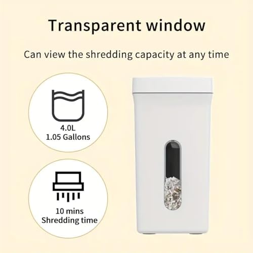 Trituradora de papel, trituradora portátil de microcorte P-5, nivel de seguridad, capacidad de 2 hojas, trituración continua de 10 minutos, sistema antibloqueo de 4L para oficina en casa