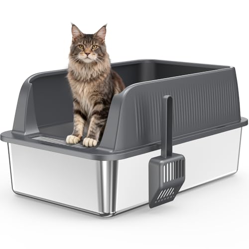 Caja de arena para gato de acero inoxidable grande miniatura 1