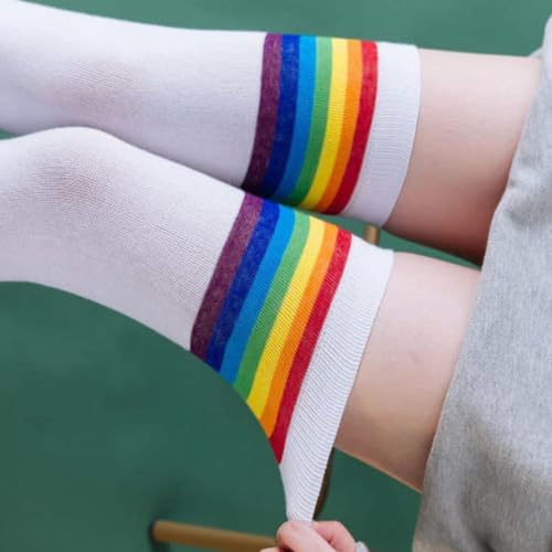 Image of DRESHOW Extra Long High Thigh Socks Striped Over Knee Thin Tights Long Stocking