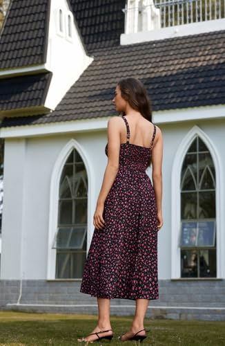 Image of Scarlet Darkness Summer Dresses for Women 2026 Floral Corset Dress Long Milkmaid Dress with Pocket