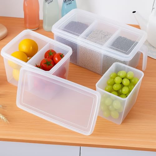 Image of Oblivion Fridge Storage Organizer 3500ml - 3 Compartment Box, Space-Saving Transparent Refrigerator Container for Fruits, Vegetables, Durable Plastic Multipurpose Kitchen Storage (Pack of 1)