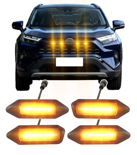 Direct-Snap Front Grill Lights for 2019-2025 Toyota RAV4 Accessories Raptor Light RAV 4 XL XLE Premium Limited Only (Amber)