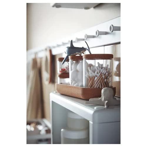 Image of Ikea SAXBORGA Glass Storage Jars with Cork Lids and Tray, Set of 5, Airtight Seal