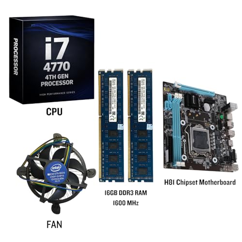 Image of Core i7-4770 4th Gen with 3.4 GHz Combo Kit with H81 Motherboard + 16GB DDR3 1600MHz RAM + CPU Fan | Pre-Assembled & Pre-Tested | 1 Year Warranty | Home & Office PC Upgrade
