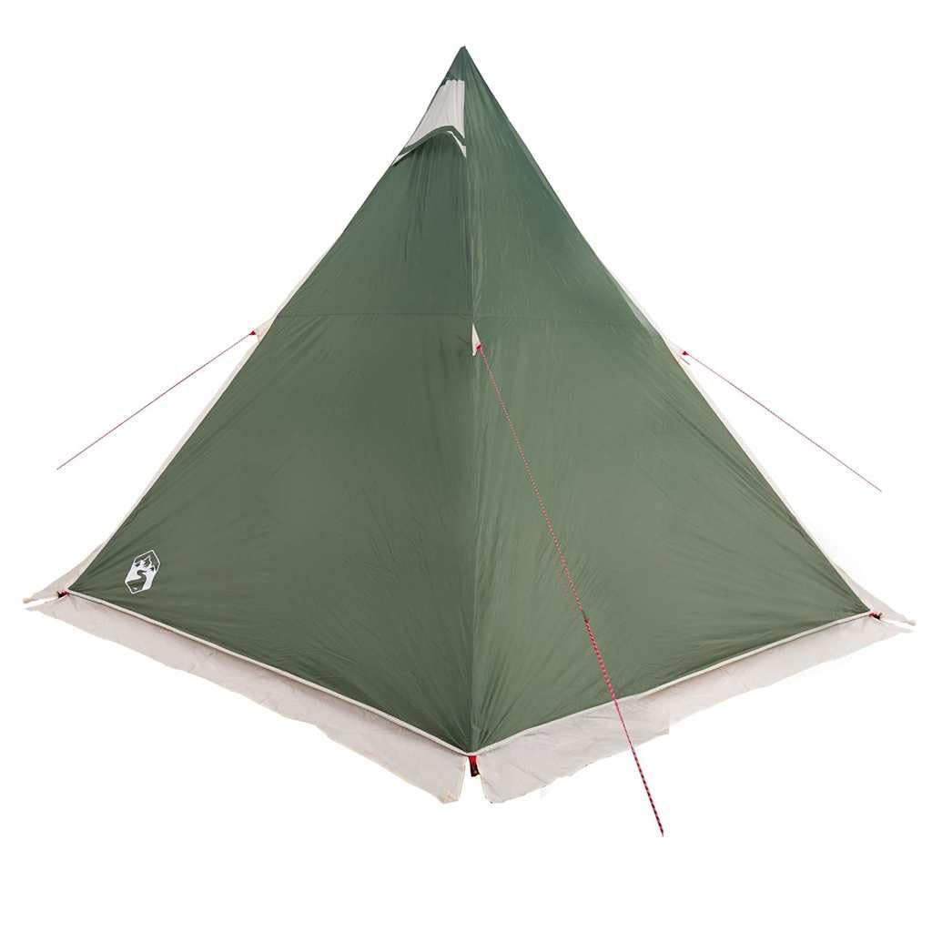 Tipi Familienzelt 6 Personen Grün Wasserdicht Campingzelt mit Regenüberdachung Leicht faltbar für Outdoor Abenteuer Festival Wohnwagen