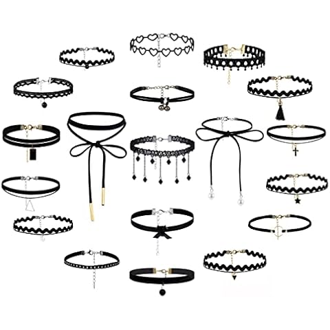 Juego de 19 collares de gargantilla negros para mujer de Kakonia Cover