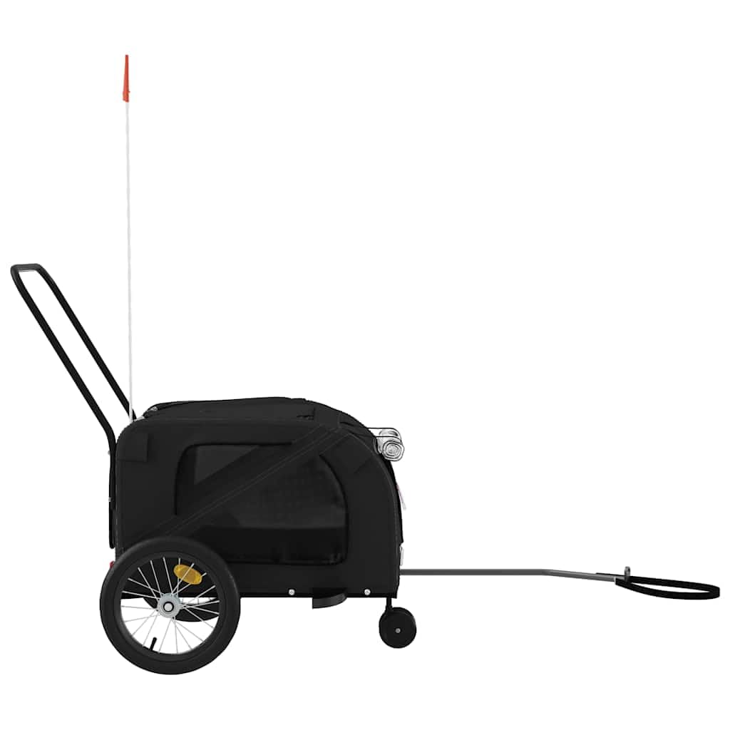 Mangloder Fahrradanhänger Hunde Schwarz aus Oxford-Gewebe und Eisen, klappbar mit PVC-Dach, 121 x 63 x 65 cm, 45 kg Traglast, für Transport Reise Spaziergang und Outdoor