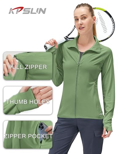 Image of Women's UPF 50+ UV Sun Protection Clothing Long Sleeve Athletic Hiking Shirts Lightweight SPF Zip Up Outdoor Jacket