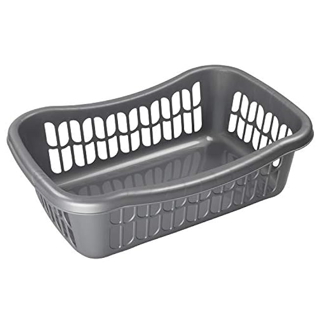 YBM HOME Large Plastic Storage Basket for Organizing Kitchen Pantry, Countertop, Bathroom, Kids Room, Office Drawer, Junk Drawers, and Shelves (Grey)