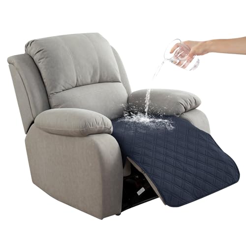 Image of Genina Waterproof Recliner Chair Covers, Recliner Cover for Dog Pets Friendly, Washable Antislip Reclining Chair Cover Furniture Protector, Sofa Slipcover for Living Room(23.6inch /Navy Blue)