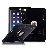 iPad Air 2 Case, TabPow [Hybrid Shockproof Case] Rugged Triple-Layer Shock-Resistant Drop Proof Defender Case with KickStand [Full Warranty] For Apple iPad Air 2 with Retina Display/iPad 6, Black