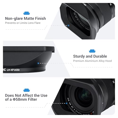 Image of JJC Metal Square Lens Hood for Fujifilm XF 16-50mm f /2.8-4.8 R LM WR Lens | Lens Shade for Fuji X-T5 X-T50 Camera with 16-50mm Kit Lens, for Fujinon XF 33mm F1.4 R LM WR Lens, with Protective Hood Cap