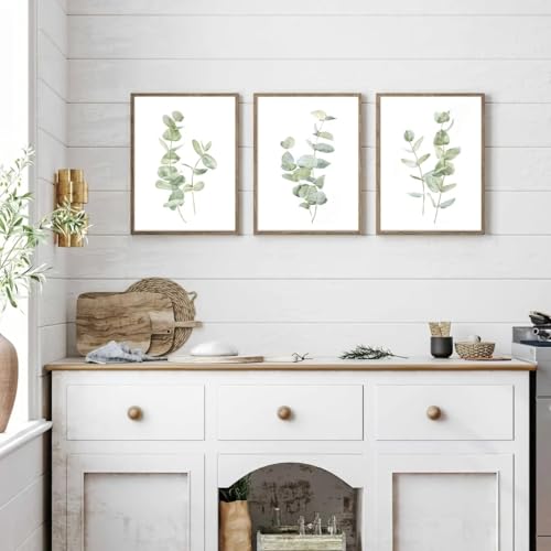 Décoration murale eucalyptus vert triptyque moderne 30x40cm impression haute définition