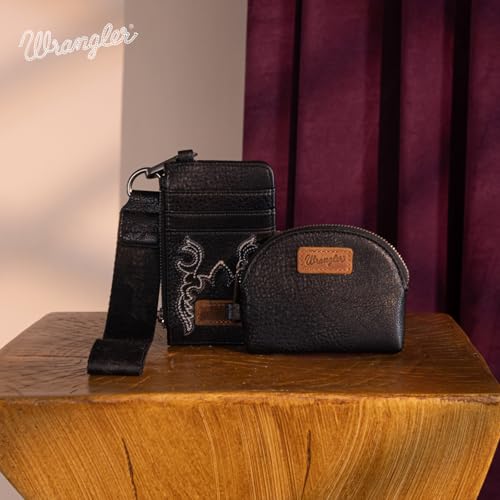 Image of Wrangler Keychain Wristlet Wallets for Women Western Dual Pouch Wristlet Credit Card Holder Wallet