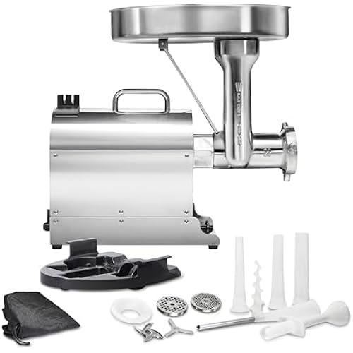 Weston Pro Series Electric Meat Grinder, Commercial Grade, 1120 Watts, 1.5 HP, 14lbs. Per Minute, Stainless Steel (10-2201-W)