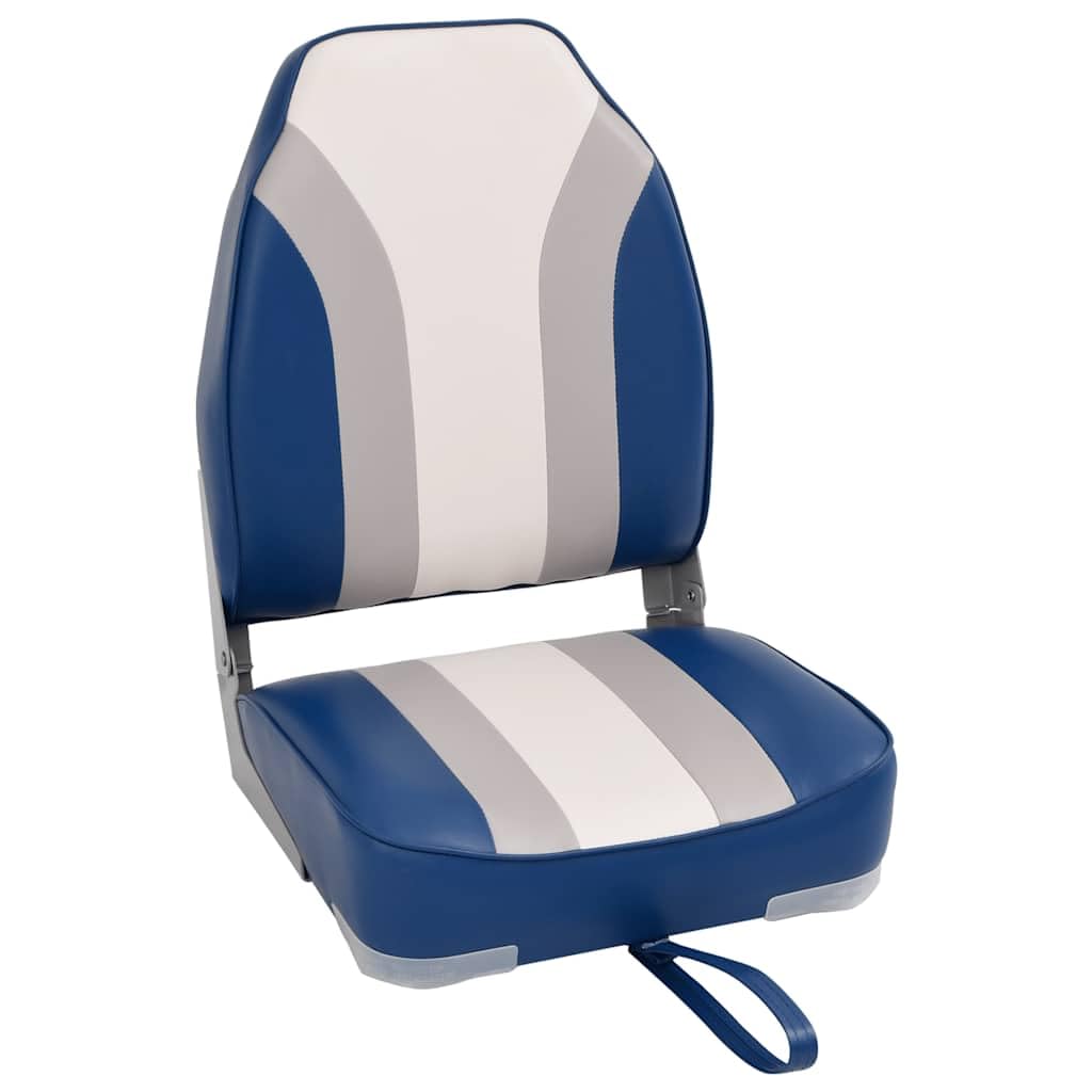 Sedia da barca pieghevole con schienale alto, sedile da barca con piedistallo regolabile in acciaio, sedile pieghevole per barca, portata 100 kg, blu, bianco, grigio