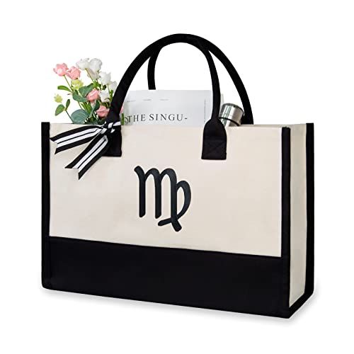 Image of TOPDesign Personalized Initial Canvas Beach Bag, Monogrammed Gift Tote Bag for Women