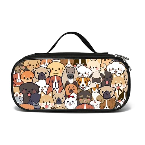 Image of Kawaii Dog Pencil Case for Girls Boys, Animals Pencil Box, Large Capacity Dog Pencil Pouch with Zipper Compartments for Office School, 9.6 x 4.6 x 2.4in