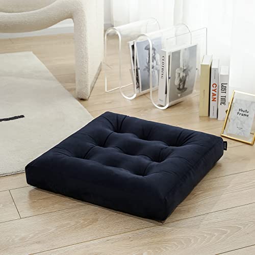 Getmo Resin Large Floor Pillows,Square Meditation Pillow,Microsuede Sitting Pillows Floor Cushion For Yoga Living Room Balcony Office Outdoor,Seat Cushion Tatami For Chair Sofa,22X22 Inch,Navy #TOP20