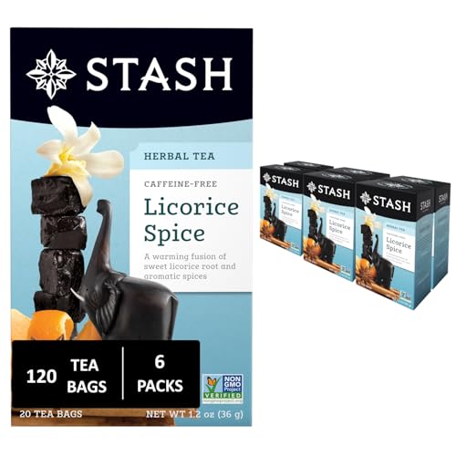 Stash Tea Licorice Spice Herbal Tea, 6 Boxes With 20 Tea Bags Each (120 Tea Bags Total)