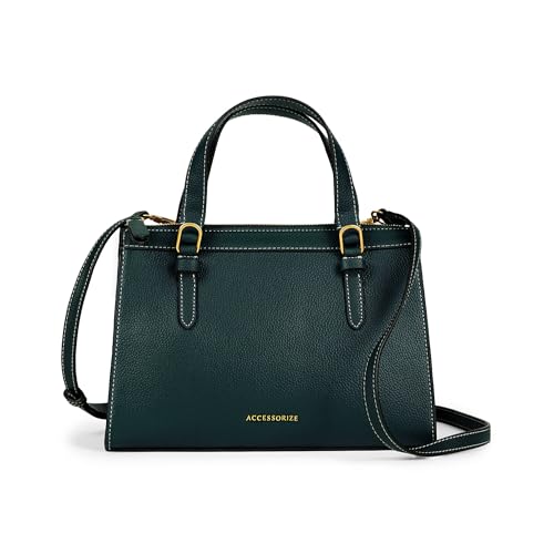 Image of Accessorize London Women's Dwight Contrast Stitch Handheld Bag | Compact Structured Purse | Formal Satchel for Women | Gift Option