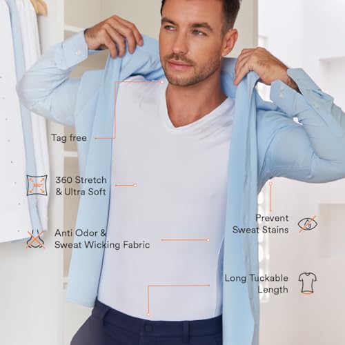 Sweat-Wicking High V Neck Undershirts for Men - Premium Mens Undershirts, Soft, Breathable, Stays Tucked2