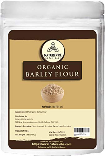 Naturevibe Botanicals Organic Barley Flour, 1lb | Non-GMO and Gluten Free | Rich