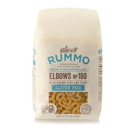 Rummo Gluten Free Elbows Pasta N.160 - Elbow Macaroni Noodles, Made with Brown Rice & Corn, Whole Wheat Pasta, GF Pasta Noodles- 12 Ounce (Pack of 5)