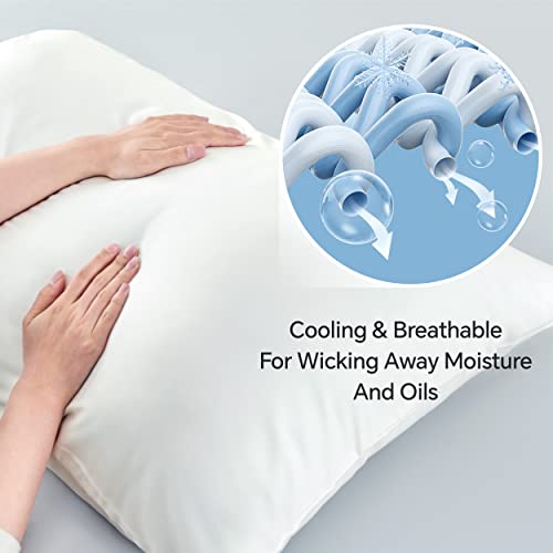 Image of BEDELITE King Pillow Cases Set of 2, Rayon Derived from Bamboo, White | Cooling and Breathable Pillow Cover for Hot Sleepers & Night Sweats, Silky Soft Cozy, Envelope Closure, 20x36 Inches