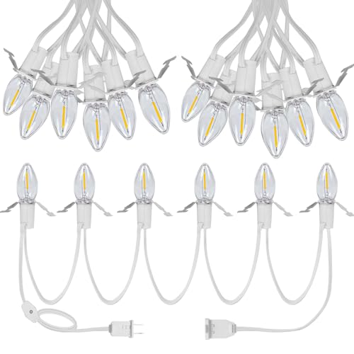 AUMAYCO Accessory Cord with 6 LED C7 Bulbs - 13.5FT UL Listed White Cord with On/Off Switch Plugs for Holiday Decorations, Halloween Pumpkins Lights, Christmas Village Lights and Craft Projects AUMAYCO Accessory Cord with 6 LED C7 Bulbs - 13.5FT UL Listed White Cord with On/Off Switch Plugs for Holiday Decorations, Halloween Pumpkins Lights, Christmas Village Lights and Craft Projects