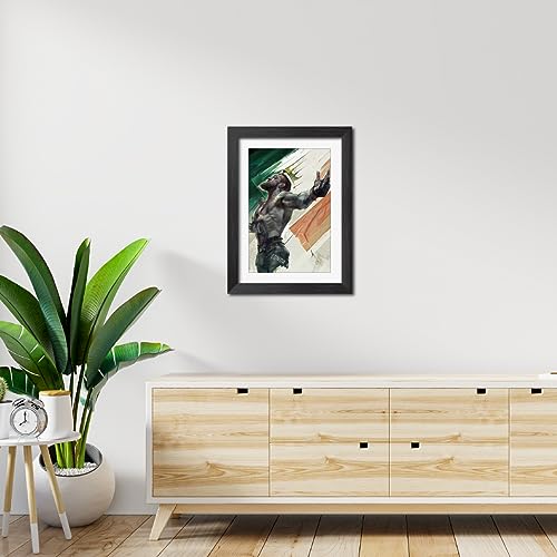 Image of TenorArts Conor McGregor MMA Poster Frame Fighter Laminated Photo Framed Painting with Matt Finish Black Textures (12 inches x 9inches)