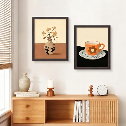 Image of 16x20 Frames Walnut Brown Set of 3, 1-3 /8 inch Wide MDF Frame with Plexiglass, Rustic 16 x 20 Picture Frame for Home Decor, Gallery, Artwork, Horizontal or Vertical Wall Mount