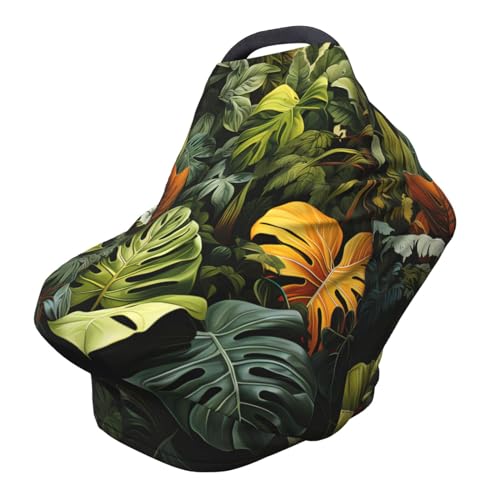 XZDHYZ Tropical Rainforest Palm Leaves Versatile full-print Stroller Chair Cover/Nursing Cover, specially designed for your baby, Black