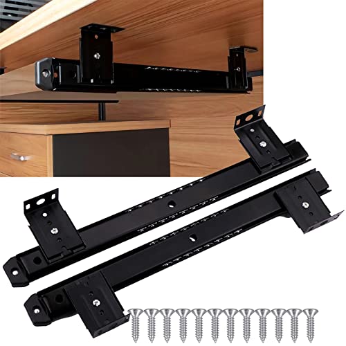 Tastaturauszug Schiebe Tastaturschienen 350 mm Kugellager Schubladenschienen Für Küchenschränke, Schreibtisch-Tastaturablagen Mit Halterungen Und Schrauben Höhenverstellbar ( Color : Black , Size : A