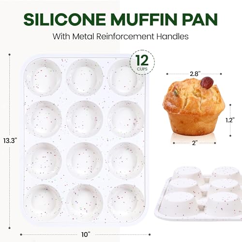 image for Fimary Muffin Pan - 12 Cups Silicone Muffin Pan Non-Stick Food Grade S