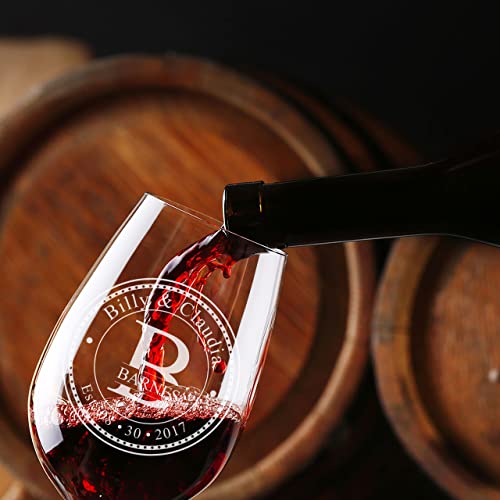 Nakedwoodworks Personalized Stemless Wine Glasses (21Oz) - Laser Engraved Anniversary & Wedding Wine Glasses W/Names & Date thumb #3
