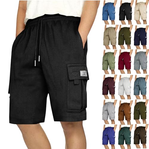 Men's Long Cargo Shorts Casual Below Knee Capri Shorts Relaxed Fit Bermuda Pants with Pockets - Main Image