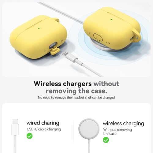 Image of Ljusmicker for AirPods Pro 3 Case 2025 with Cleaner Kit,Yellow | Soft Silicone Protective Cover for Apple AirPod Pro 3rd Generation Case with Keychain for Women Men,Shockproof