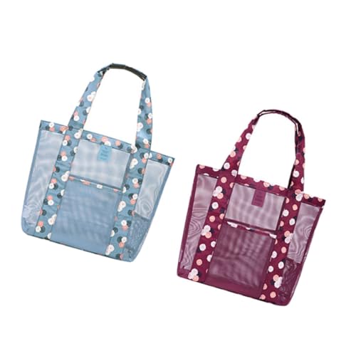 VALICLUD 2 Piezas Bolsa De Red De Playa Bolso Bolsa De Piscina Plegable Bolsa De Gran Capacidad Bolsas Bolsa De Almacenamiento De Juguetes De Playa Totalizador Bolsa De Playa Tela Oxford