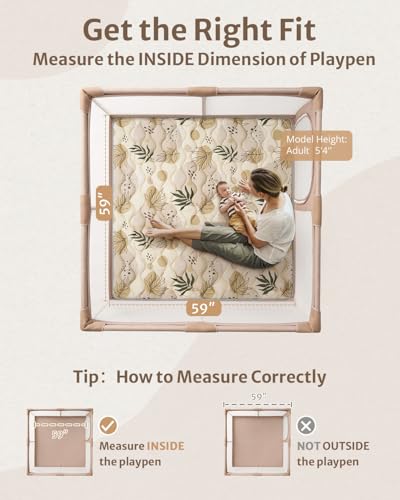 Image of Blissful Diary Baby Play Mat, 59x59 Thick and Larger Soft Cushioned Foam Mat for Floor, Non-Slip Washable Playmat for Toddlers, Earth Tones Design