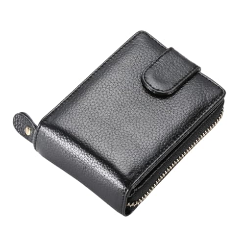 1pc Leather Zipper Wallet Purse Credit Card Holder Multiple Slots Compact Design for Everyday Use for Men and Women Black