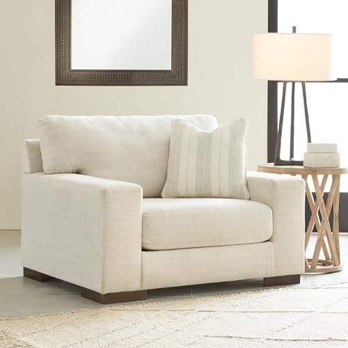Image of Signature Design by Ashley Maggie Oversized Chair, Cozy Chair and a Half, Contemporary Chenille Fabric Accent Armchair for Living Room Reading, Birch Beige, 51 inch W