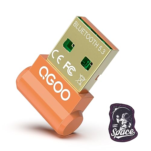 USB Bluetooth Adapter for PC - QGOO Bluetooth Dongle 5.3 EDR, Wireless Bluetooth Receiver for Desktop Computer Laptop Bluetooth Windows 8.1/10/11?orange-217?