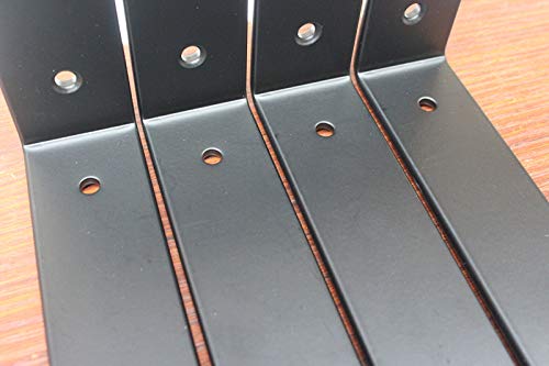 4 Pack - 5.5"L X 4"H X 1.5"W 5Mm Thick Black Hook Brackets, Hook Iron Shelf Brackets, J Bracket, Metal Shelf Bracket, Industrial Shelf Bracket, Modern Shelf Bracket Shelf Supports With Screws #TOP4