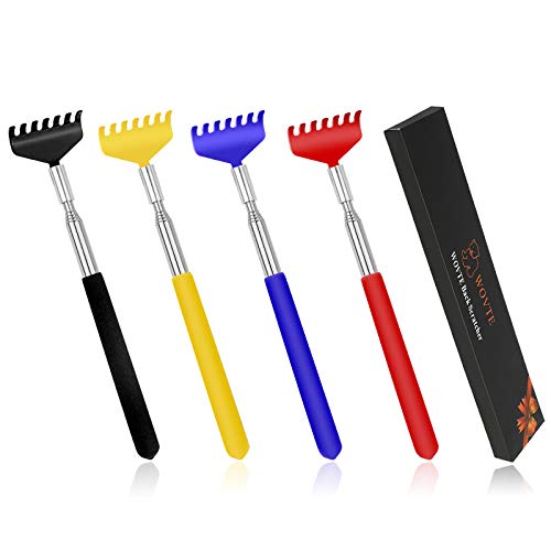 Image of Back Scratcher, WOVTE 4 Pack 4 Color Portable Extendable Stainless Steel Telescoping Back Massagers for Adults Men Women Itch Relief