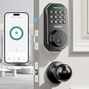 Keyless Entry Door Lock with Handle Wi-Fi Door Locks for Front Door Anti-Peeping Password App Control Smart Door Lock for Homes Hotel Bedroom Doors with 2 Door Knobs