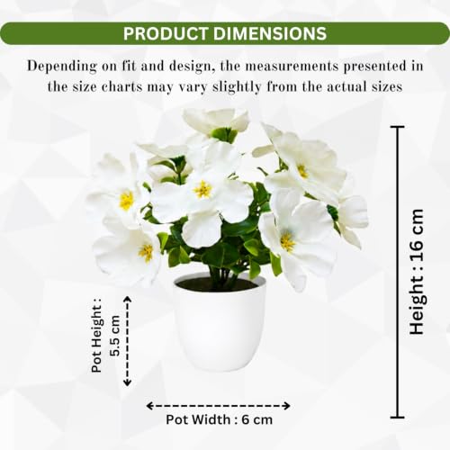 Image of fancymart Artificial Real Touch Flower Plant with Pot (Pack of 2), 16 cm Height, Decorative Faux Floral Plant for Home, Office, Living Room, Bedroom, Table & Shelf Decor