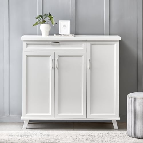 Image of Home Centre | Helios Alton 16 Pair Shoe Cabinets | Shoe Storage for Home | Engineered Wood | White | 1 Year Warranty